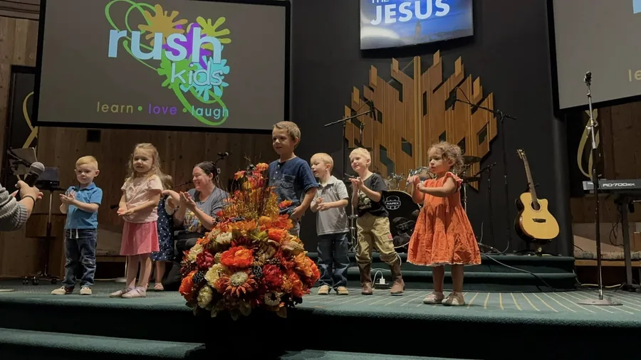 Children on stage during a Rush Kids service